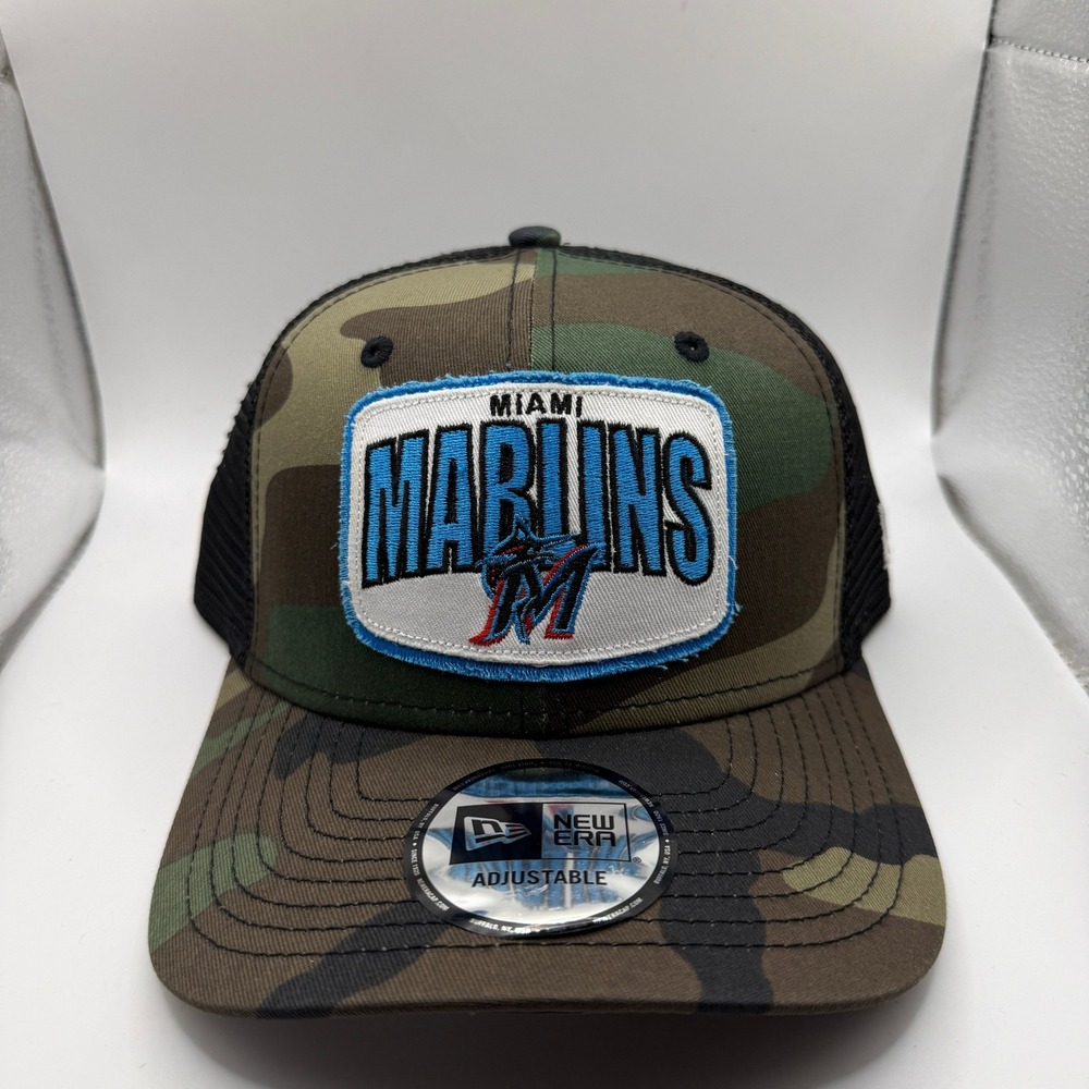 New Era Miami Marlins Camo Trucker Hat Adjustable Snapback MLB Baseball Cap OSFM